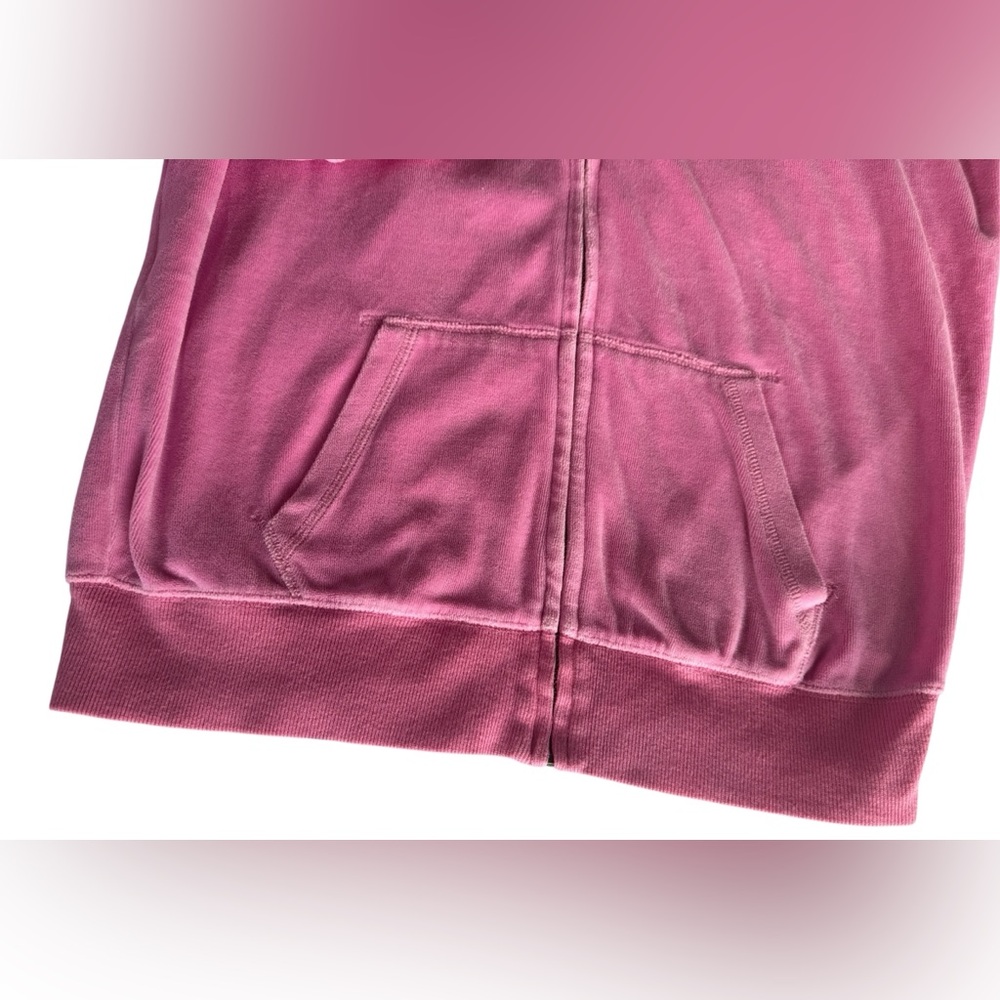 Y2K Victoria's Secret Love Pink Velour Hoodie bubblegum Pink Gold Sequin Medium - Picture 7 of 12